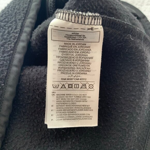Adidas black fleece crop quarter button long sleeve pullover sweatshirt - Picture 7 of 10